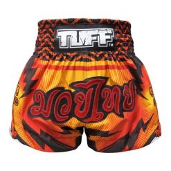 Spodenki treningowe TUFF Orange With Black Thunderbolt & Double Tiger. Brązowe krótkie spodenki sportowe TUFF, bez wzorów. Za 199.00 zł.