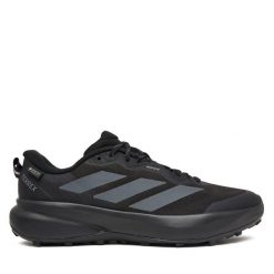 Trekkingi adidas. Czarne buty do biegania Adidas, bez wzorów, z gore-texu, bez zapięcia. Za 529.99 zł.