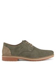 Rieker Półbuty 16504-54 Khaki. Brązowe eleganckie półbuty Rieker, bez wzorów, z materiału, bez obcasa, bez zapięcia. Za 259.99 zł.