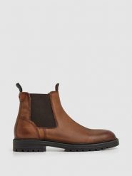 Pepe Jeans FOOTWEAR Skórzane sztyblety "Logan" w kolorze jasnobrązowym rozmiar: 42. Brązowe sztyblety Pepe Jeans FOOTWEAR, bez wzorów, z jeansu, bez obcasa, bez zapięcia. Za 303.78 zł.