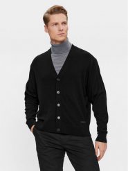 Calvin Klein Kardigan K10K112260 Czarny Regular Fit. Czarne swetry rozpinane CALVIN KLEIN, l, bez wzorów, z wełny, bez kołnierzyka, bez ramiączek. Za 379.99 zł.