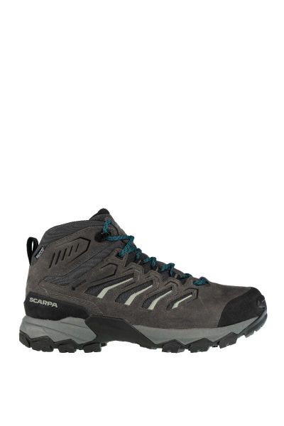 Buty trekkingowe męskie Moraine Mid GTX. Szare buty turystyczne Scarpa, bez wzorów, z gore-texu, bez zapięcia, trekkingowe, gore-tex. Za 849.99 zł.
