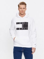 Tommy Jeans Bluza Flag Spray DM0DM17911 Biały Regular Fit. Białe bluzy Tommy Jeans, m, bez wzorów, z bawełny, bez kaptura. Za 669.99 zł.