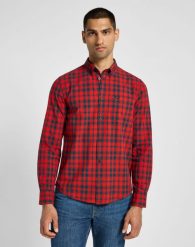 MESKA KOSZULA LEE BUTTON DOWN RED 112355643. Czerwone koszule Lee, m, bez wzorów, bez kołnierzyka, bez ramiączek. Za 169.99 zł.