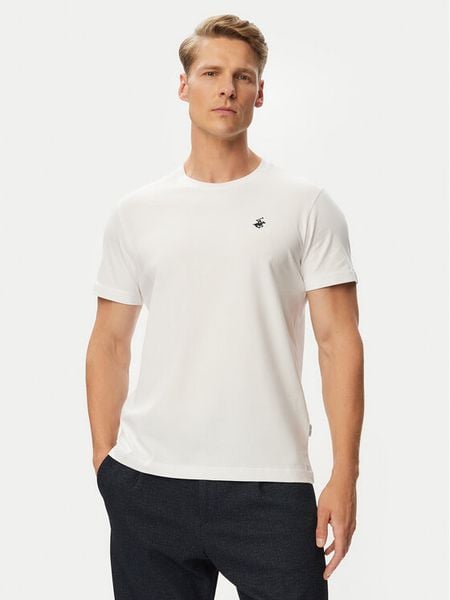 Beverly Hills Polo Club T-Shirt P-SS26M-TS41740 Biały Regular Fit. Białe koszulki polo sportowe Beverly Hills Polo Club, m, bez wzorów, z bawełny, bez kołnierzyka, bez ramiączek. Za 149.99 zł.