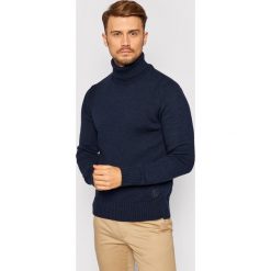 Trussardi Sweter Turtle 52M00414 Granatowy Regular Fit. Niebieskie swetry nierozpinane TRUSSARDI, m, bez wzorów, bez kołnierzyka, bez ramiączek. W wyprzedaży za 369.00 zł.