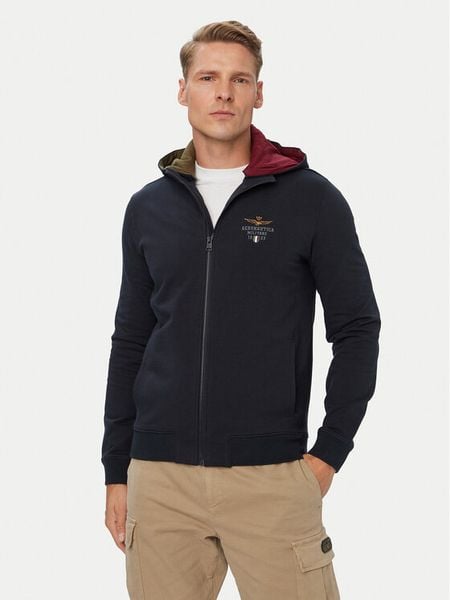 Aeronautica Militare Bluza 262FE2097UF00662 Granatowy Regular Fit. Niebieskie bluzy Aeronautica Militare, m, bez wzorów, z bawełny, bez kaptura. Za 714.99 zł.