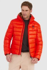 BLAUER Pomarańczowa puchowa kurtka męska Virgil z kapturem. Brązowe kurtki Blauer USA, l, bez wzorów, z nylonu, z kapturem. W wyprzedaży za 709.99 zł.