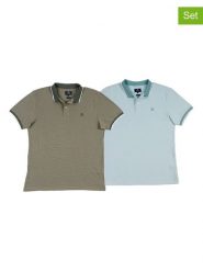 The Time of Bocha Koszulki polo (2 szt.) w kolorze błękitnym i khaki rozmiar: XXL. Brązowe koszulki polo The Time of Bocha, xxl, bez wzorów, z bawełny, bez kołnierzyka, bez ramiączek. Za 165.99 zł.