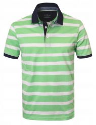 Męska Koszulka Polo - Pako Jeans - Zielone Prążki. Zielone koszulki polo Pako Jeans, l, bez wzorów, z bawełny, bez kołnierzyka, bez ramiączek. Za 129.00 zł.