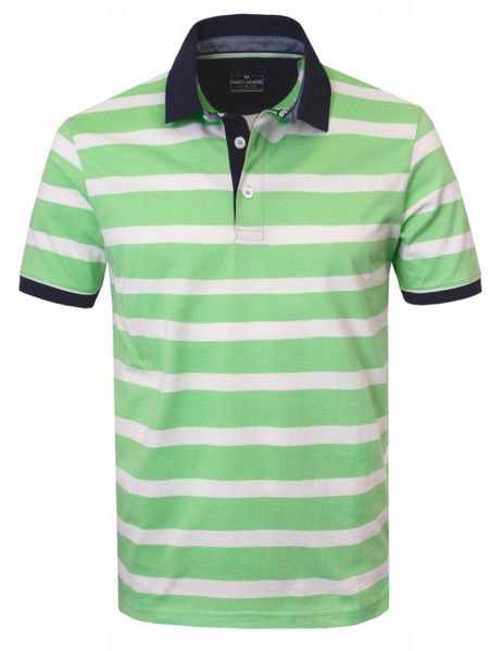 Męska Koszulka Polo - Pako Jeans - Zielone Prążki. Zielone koszulki polo Pako Jeans, l, bez wzorów, z bawełny, bez kołnierzyka, bez ramiączek. Za 129.00 zł.