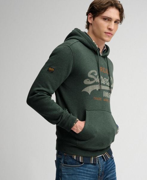 Superdry Bluza z kapturem Vintage Logo Heritage Relaxed. Zielone bluzy z kapturem Superdry, s, bez wzorów, z materiału, z kapturem. Za 384.00 zł.