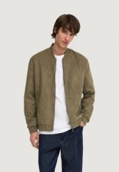 Kurtka Mężczyzna ONLY & SONS Onslucas Fake Suede Bomber Otw Noos. Zielone kurtki Only & Sons, l, bez wzorów, z zamszu, bez kaptura. Za 318.73 zł.
