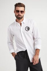 Koszula męska VERSACE JEANS COUTURE. Koszule Versace Jeans Couture, m, bez wzorów, z jeansu, bez kołnierzyka, bez ramiączek. W wyprzedaży za 629.30 zł.
