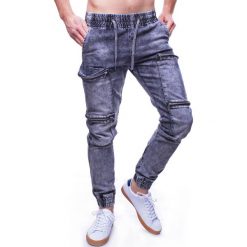 Spodnie męskie joggery jeansowe Recea. Joggery i bojówki Recea, l, bez wzorów, z bawełny. W wyprzedaży za 49.14 zł.
