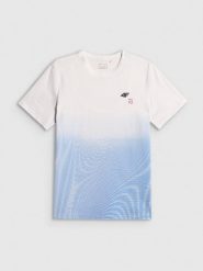 4F T-shirt regular z nadrukiem męski - niebieski XL. Niebieskie t-shirty 4F, m, bez wzorów, z materiału, bez kołnierzyka, bez ramiączek. Za 89.99 zł.