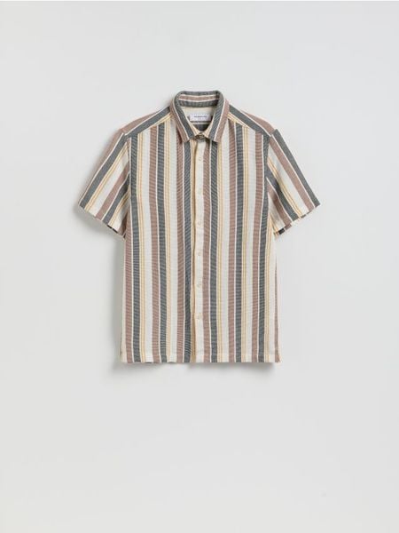 Strukturalna koszula comfort - wielobarwny. Koszule Reserved, l, bez wzorów, z bawełny, bez kołnierzyka, bez ramiączek. Za 139.99 zł.