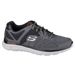 Buty sportowe Sneakersy męskie, Skechers Satisfaction-Flash Point. Szare buty sportowe casual Skechers, bez wzorów, bez zapięcia. Za 239.99 zł.