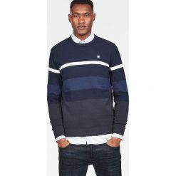 G-Star Raw - Sweter. Niebieskie swetry nierozpinane G-Star Raw, l, bez wzorów, z bawełny, bez kołnierzyka, bez ramiączek. W wyprzedaży za 239.90 zł.