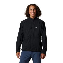 Kurtka turystyczna z pełnym zamkiem błyskawicznym Mountain Hardwear Kor Airshell. Czarne kurtki MOUNTAIN HARDWEAR, bez wzorów, bez kaptura. Za 741.50 zł.
