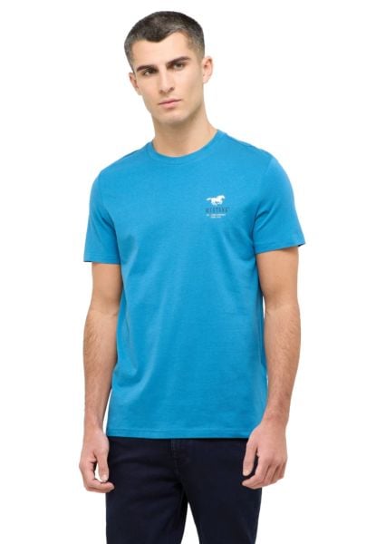 Męski T-Shirt Mustang Style Austin Sea of Belize 1016494 5444. Niebieskie t-shirty Mustang, m, bez wzorów, bez kołnierzyka, bez ramiączek. Za 69.99 zł.