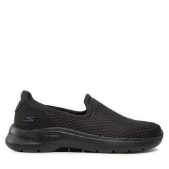 Półbuty Skechers. Czarne eleganckie półbuty Skechers, bez wzorów, bez obcasa, bez zapięcia. Za 379.99 zł.