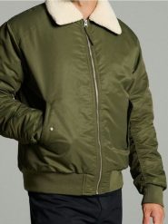 Kurtka bomberka z kołnierzykiem - khaki. Brązowe kurtki Sinsay, l, bez wzorów, bez kaptura. Za 139.99 zł.