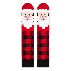 Świąteczne bambusowe skarpety Comfort Feet 3/4 do kolan Święty Mikołaj. Brązowe skarpety OEM, bez wzorów, z elastanu. Za 62.34 zł.