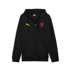 Kurtka z kapturem z zamkiem RC Lens 2025/26. Czarne kurtki Puma, bez wzorów, ze lnu, z kapturem. Za 299.50 zł.