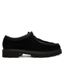 Półbuty Clarks. Czarne eleganckie półbuty Clarks, bez wzorów, bez obcasa, bez zapięcia. Za 519.99 zł.