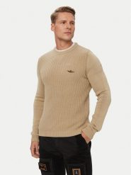 Aeronautica Militare Sweter 262MA1571UL00409 Beżowy Regular Fit. Brązowe swetry rozpinane Aeronautica Militare, m, bez wzorów, z bawełny, bez kołnierzyka, bez ramiączek. Za 569.99 zł.