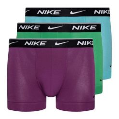 Bokserki męskie Nike Everyday Cotton Stretch Trunk 3 pary. Fioletowe bokserki Nike, m, bez wzorów, z bawełny. Za 129.99 zł.
