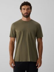 4F T-shirt regular z antybakteryjnym wykończeniem Polygiene męski - khaki 3XL. Brązowe t-shirty 4F, l, bez wzorów, z dzianiny, bez kołnierzyka, bez ramiączek. Za 69.99 zł.
