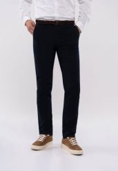 Spodnie chino R-DAVE. Niebieskie eleganckie spodnie Volcano, m, z bawełny, eleganckie. Za 179.99 zł.