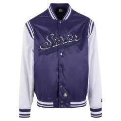 Satynowa kurtka Starter College. Niebieskie kurtki Starter, m, bez wzorów, z dresówki, bez kaptura. Za 343.80 zł.