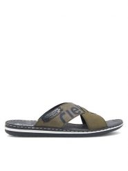 Rieker Klapki 21098-54 Khaki. Brązowe klapki Rieker, ze skóry. Za 269.99 zł.