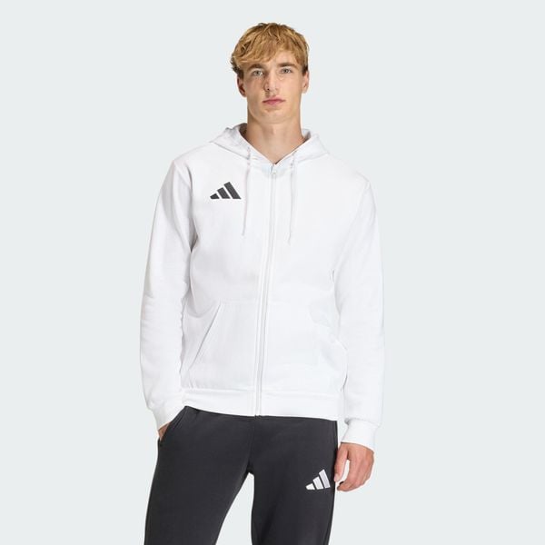 Bluza z kapturem i suwakiem na całej długości Entrada26. Białe bluzy Adidas, l, z aplikacjami, z bawełny, z kapturem. Za 146.99 zł.