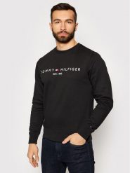 Tommy Hilfiger Bluza Logo MW0MW11596 Czarny Regular Fit. Czarne bluzy Tommy Hilfiger, l, bez wzorów, z bawełny, bez kaptura. Za 309.99 zł.