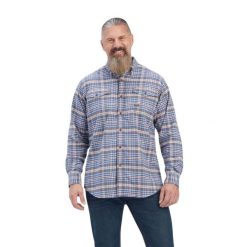 Koszula z długim rękawem Ariat Rebar Flannel DuraStretch. Szare koszule Ariat, m, bez wzorów, bez kołnierzyka, bez ramiączek. Za 384.50 zł.