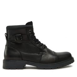 Trzewiki Jack&Jones. Czarne botki sznurowane Jack&Jones, bez wzorów, bez obcasa, bez zapięcia. Za 449.99 zł.