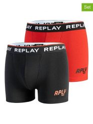 Replay Underwear Bokserki (2 pary) w kolorze czerwonym i czarnym rozmiar: XL. Czarne bokserki Replay Underwear, xl, bez wzorów. Za 43.99 zł.
