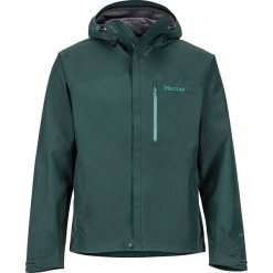 Kurtka funkcyjna "Minimalist" w kolorze zielonym. Zielone kurtki przeciwdeszczowe marki Marmot, z gore-texu. W wyprzedaży za 523.95 zł.