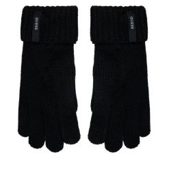 Rękawiczki Męskie Guess. Czarne rękawiczki Guess, z aplikacjami, z dzianiny. Za 149.99 zł.
