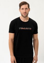 Bawełniany t-shirt T-NIGHT. Czarne t-shirty Volcano, l, bez wzorów, z bawełny, bez kołnierzyka, bez ramiączek. Za 59.99 zł.