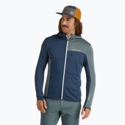 Bluza męska ORTOVOX Fleece Light Grid Hooded. Niebieskie bluzy ORTOVOX, m, bez wzorów, bez kaptura. Za 759.99 zł.