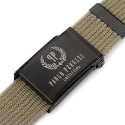 Pasek parciany PAOLO PERUZZI PW-13-95 cm beżowy khaki. Brązowe paski Paolo Peruzzi, bez wzorów, z materiału. Za 34.99 zł.
