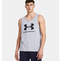 Koszulka męska szybkoschnąca bez rękawów Under Armour 1382883. Szare bezrękawniki Under Armour, m, bez wzorów, bez kołnierzyka, bez ramiączek. Za 89.99 zł.