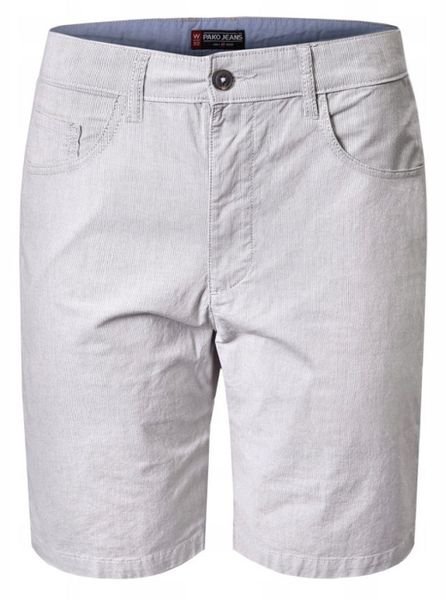 Lekkie, Bawełniane Szorty (Krótkie Spodenki) - Pako Jeans - Popiel w Prążek. Szorty Pako Jeans, bez wzorów, z bawełny, klasyczne. Za 159.00 zł.