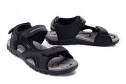 GEOX U8224D 050AU C9310 black/stone, sandały męskie. Czarne sandały Geox, bez zapięcia. Za 251.93 zł.