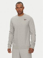 Reebok Bluza Logo Crew 100221789 Szary Regular Fit. Szare bluzy Reebok, m, bez wzorów, z syntetyku, bez kaptura. Za 199.99 zł.
